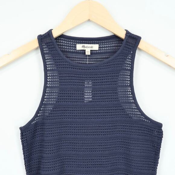 NWT Madewell Crochet-Knit Cutaway Sweater Tank In Ink Blue Size XXS - Picture 3 of 7